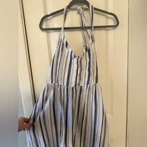 Striped linen halter beach dress